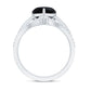 Genuine 2 Carat Black Spinel Heart Engagement Ring with Diamond Enhancer
