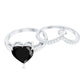 Genuine 2 Carat Black Spinel Heart Engagement Ring with Diamond Enhancer