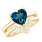 2 Carat London Blue Topaz Heart Ring Set with Diamond