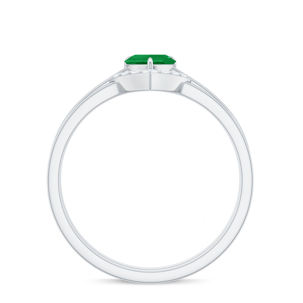 Natural Heart Shape Emerald Diamond Wedding Ring Set with Certificate
