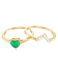 Natural Heart Shape Emerald Diamond Wedding Ring Set with Certificate