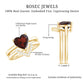 Real 4 Carat Garnet Diamond Heart Shaped Wedding Engagement Ring Set of 2