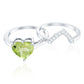 Natural 2 Carat Heart Shape Peridot Wedding Ring Set of 2 with Diamond