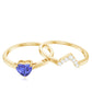 Natural Heart Shape Tanzanite Diamond Wedding Engagement Ring Set