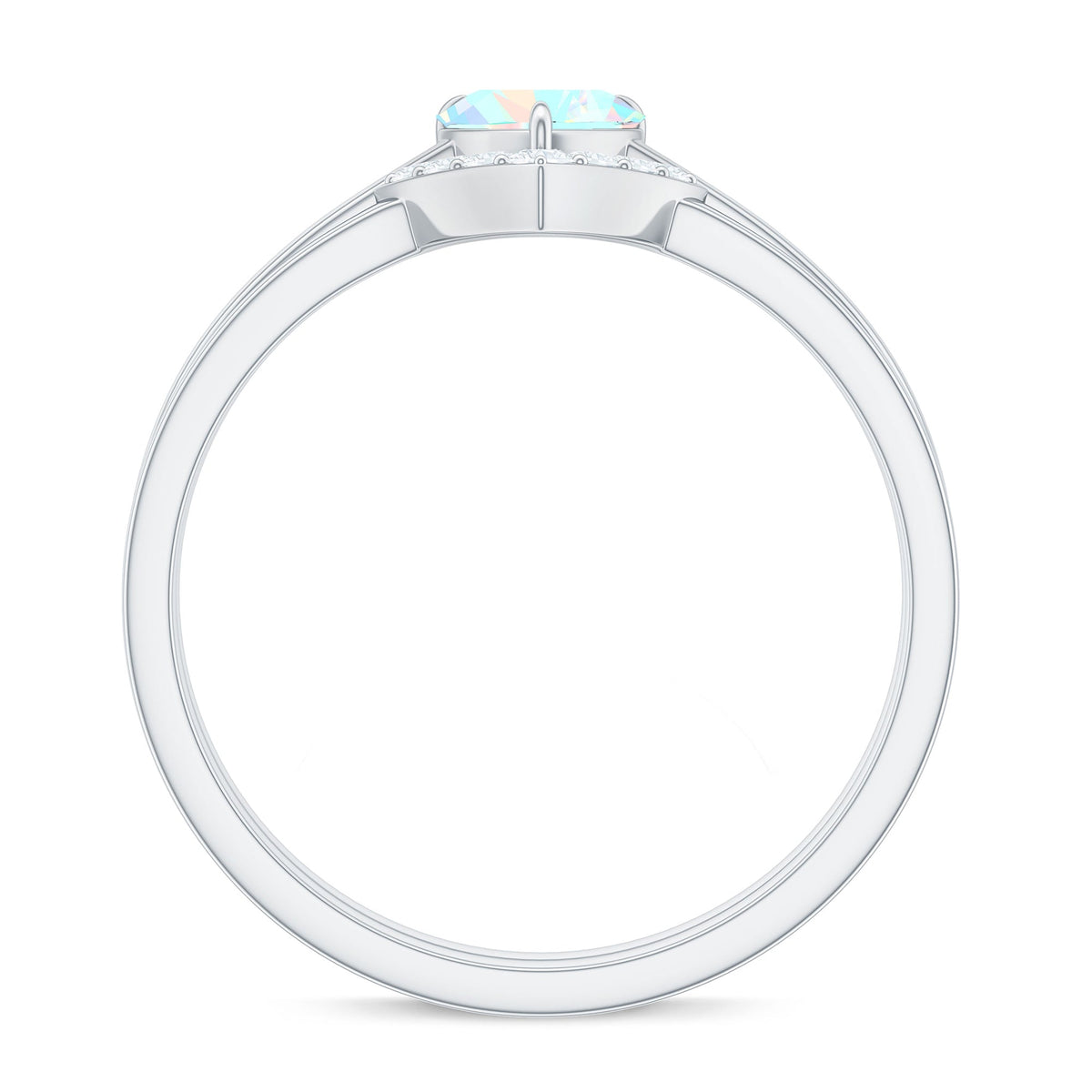Ethiopian Opal Heart Engagement Ring with Diamond Wedding Band