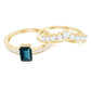 London Blue Topaz Engagement Ring with Diamond Wedding Band