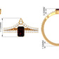 Real 0.7 Carat Garnet Diamond Emerald Cut Wedding Bridal Ring Set of 2