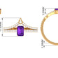Natural 1.4 Carat Emerald Cut Amethyst Diamond Wedding Ring Set