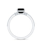 Emerald Cut Created Black Diamond Engagement Ring Set with Diamond