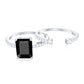 Emerald Cut Created Black Diamond Engagement Ring Set with Diamond