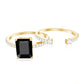 Emerald Cut Created Black Diamond Engagement Ring Set with Diamond