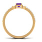 Certified Real 1.4 Carat Emerald Cut Amethyst Wedding Bridal Ring Set with Diamond