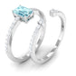 Natural 0.6 Carat Aquamarine and Diamond Emerald Cut Bridal Ring Set