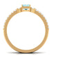 Natural 0.6 Carat Aquamarine and Diamond Emerald Cut Bridal Ring Set