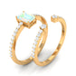 2 Carat Emerald Cut Ethiopian Opal Solitaire Engagement Ring Set with Diamond Band
