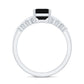 Certified 1.6 Carat Lab Grown Black Diamond Emerald Engagement Ring with White Diamond Enhancer