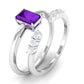 1.4 Carat Emerald Cut Amethyst Engagement Ring with Diamond Enhancer