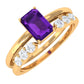 1.4 Carat Emerald Cut Amethyst Engagement Ring with Diamond Enhancer