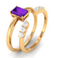 1.4 Carat Emerald Cut Amethyst Engagement Ring with Diamond Enhancer