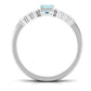 Solitaire 0.6 Carat Aquamarine and Diamond Emerald Cut Stackable Ring Set