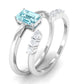 Solitaire 0.6 Carat Aquamarine and Diamond Emerald Cut Stackable Ring Set