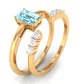 Solitaire 0.6 Carat Aquamarine and Diamond Emerald Cut Stackable Ring Set