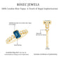 0.7 Carat Emerald Cut London Blue Topaz Engagement Ring with Beaded Details
