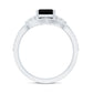 Certified 1.6 Carat Emerald Cut Lab Grown Black and White Diamond Wedding Ring Set