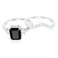 Certified 1.6 Carat Emerald Cut Lab Grown Black and White Diamond Wedding Ring Set