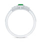 Genuine 0.6 Carat Emerald Cut Emerald Diamond Bridal Ring Set of 2