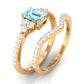 Genuine Aquamarine and Diamond Emerald Cut Wedding Ring Set with Certificate