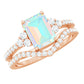 2 Carat Emerald Cut Ethiopian Opal Bridal Ring Set with Diamond Band