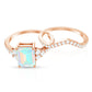 2 Carat Emerald Cut Ethiopian Opal Bridal Ring Set with Diamond Band