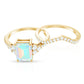 2 Carat Emerald Cut Ethiopian Opal Bridal Ring Set with Diamond Band