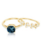 2.8 Carat Cushion Cut London Blue Topaz and Diamond Engagement Ring with Wedding Band