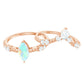 Certified 0.5 Carat Real Ethiopian Opal Marquise Engagement Wedding Ring Set of 2