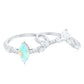 Certified 0.5 Carat Real Ethiopian Opal Marquise Engagement Wedding Ring Set of 2