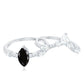 Natural Black Spinel Wedding Engagement Ring Set with Moissanite