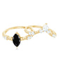 Natural Black Spinel Wedding Engagement Ring Set with Moissanite