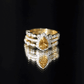 Pear Cut Citrine Bridal Trio Ring Set with Moissanite Band
