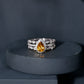 Pear Cut Citrine Bridal Trio Ring Set with Moissanite Band