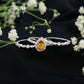 Pear Cut Citrine Bridal Trio Ring Set with Moissanite Band