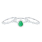 Natural 0.6 Carat Emerald Teardrop Engagement Ring and Wedding Band Set of 3