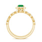 Natural 0.6 Carat Emerald Teardrop Engagement Ring and Wedding Band Set of 3