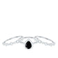 1 Carat Pear Cut Black Onyx Statement Ring Set with Moissanite Bands