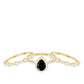 1 Carat Pear Cut Black Onyx Statement Ring Set with Moissanite Bands