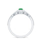 Vintage Looking Emerald Diamond Designer Engagement Wedding Ring Set