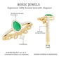 Vintage Looking Emerald Diamond Designer Engagement Wedding Ring Set