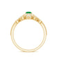 Vintage Looking Emerald Diamond Designer Engagement Wedding Ring Set