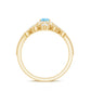 Anillo de Boda con Aguamarina y Diamantes en Forma de Lágrima de Aspecto Vintage para Mujer